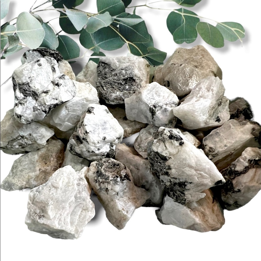 White Moonstone Raw Tumbled Crystal 2pc Set